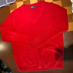 Ralph Lauren Cashmere V Neck Sweater Red Large